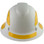 Pyramex Ridgeline Full Brim Style Hard Hat with Matte White Graphite Pattern with Yellow Decals - Front View