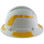 Pyramex Ridgeline Full Brim Style Hard Hat with Matte White Graphite Pattern with Yellow Decals - Left View