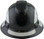 Pyramex Ridgeline Full Brim Style Hard Hat with Shiny Black Graphite Pattern with White Decals - Front View