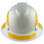 Pyramex Ridgeline Full Brim Style Hard Hat with Shiny White Graphite Pattern with Yellow Decals - Front  View