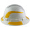 Pyramex Ridgeline Full Brim Style Hard Hat with Shiny White Graphite Pattern with Yellow Decals - Left View