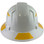 Pyramex Ridgeline Full Brim Style Hard Hat with Shiny White Graphite Pattern with Yellow Decals - Back View