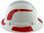 Pyramex Ridgeline Full Brim Style Hard Hat with Matte White Graphite Pattern with Red Decals - Left View