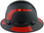 Pyramex Ridgeline Full Brim Style Hard Hat with Vented Matte Black Graphite Pattern with Red Decals - Left  View