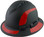 Pyramex Ridgeline Full Brim Style Hard Hat with Vented Matte Black Graphite Pattern with Red Decals - Oblique View