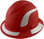 Pyramex Ridgeline Full Brim Style Hard Hat with Red Pattern with White Decals - Oblique View