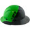 Actual Carbon Fiber Hard Hat - Full Brim Glossy Black and Green - Left View