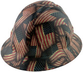 Large Second Amendment Flag Full Brim Style Hydro Dipped Hard Hats ~ Oblique View