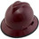 MSA V-Gard Full Brim Hard Hats with Fas-Trac Suspensions Maroon Color with Protective Edge
 Left Side Oblique View