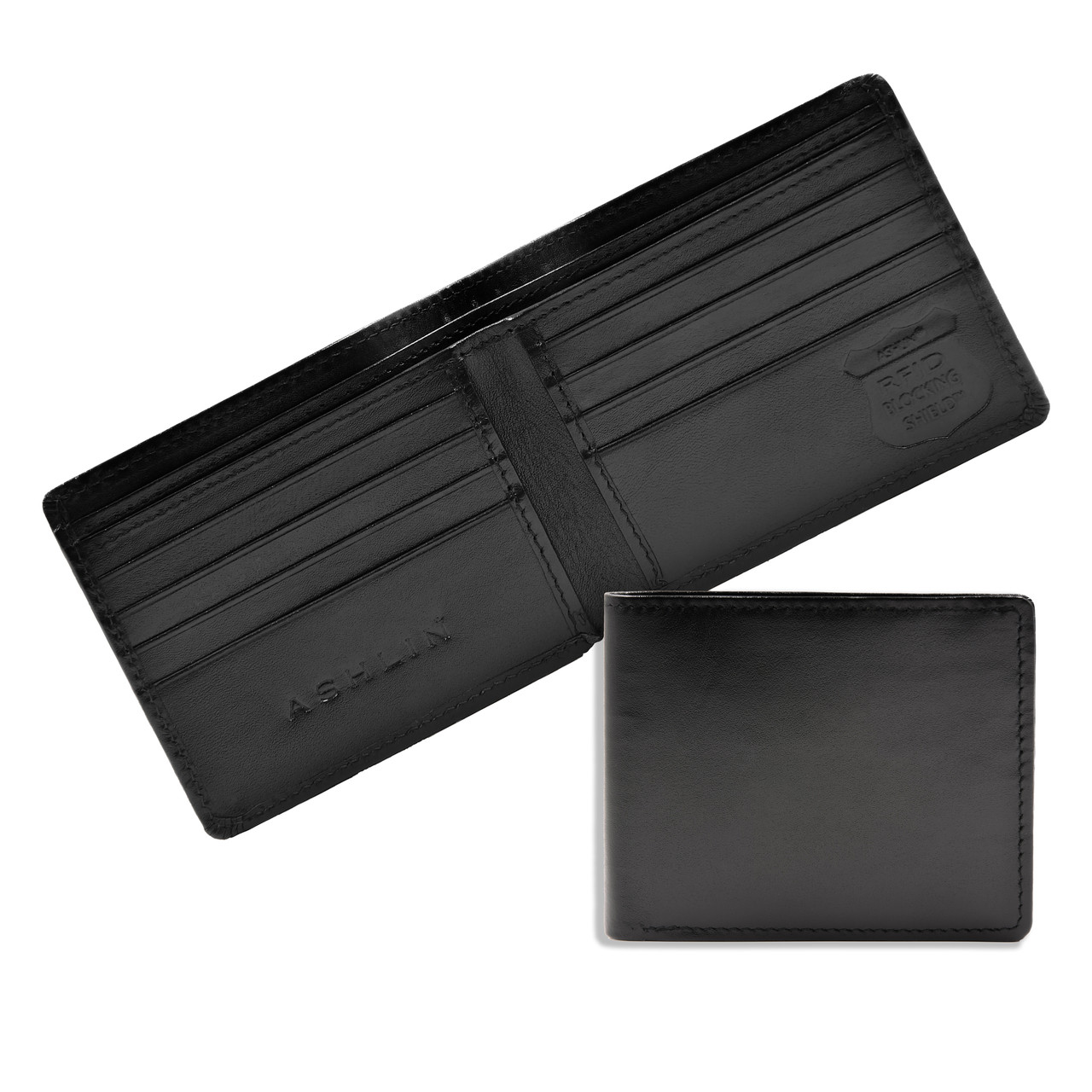 Topsum London Men Designer Leather Wallet RFID Blocking Mans Wallets Credit Card Holder Coin Pocket Purse with Gift Box 4006 Black