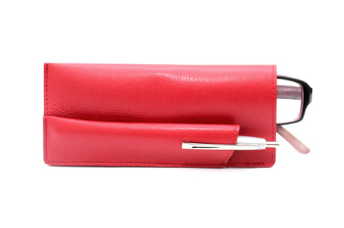 Ashlin® DESIGNER | CALABRIA Single Eyeglass Case with pen loop | Pebbled cowhide leather | [SPEC11-48]
