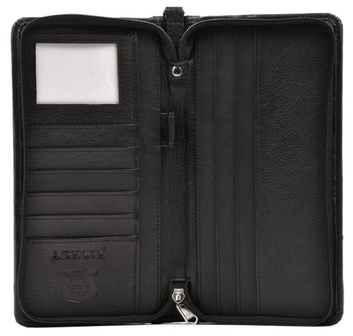 Ashlin® DESIGNER | MONACO RFID Blocking Zippered Travel Wallet | Tuscany cowhide | [RFIDT7774-18]