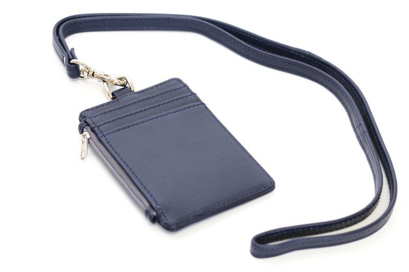 Stitches & Screens Inc  Promotional Products and Corporate Apparel:  Ashlin® Designer Navy Blue Aulora I.D. Holder Lanyard Zippered Case