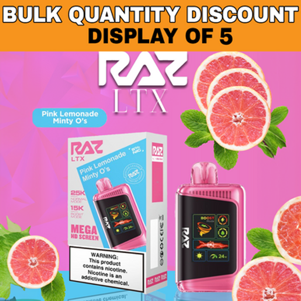 RAZ LTX 25,000 PUFFS – PACK OF 5