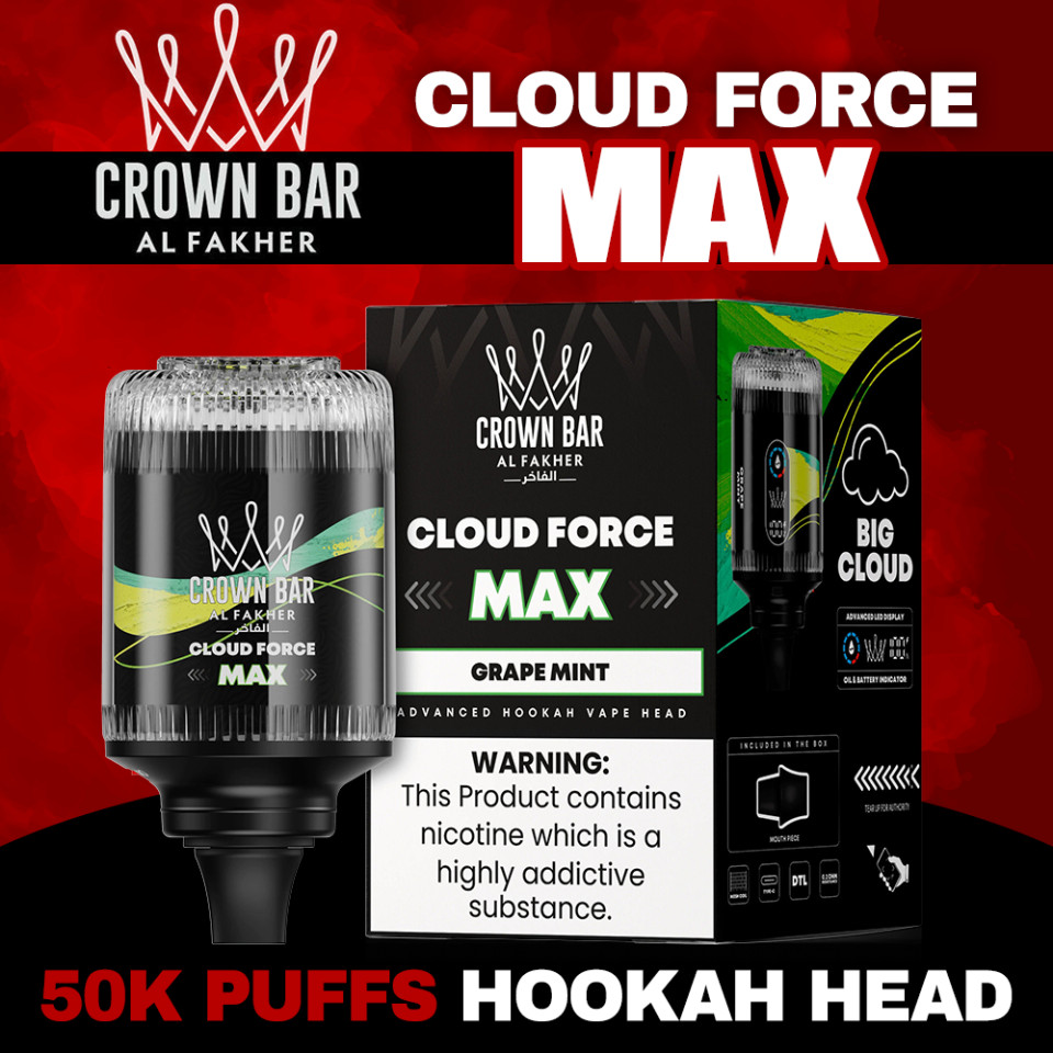 Premium Al Fakher Cloud Force Max vape head showing modern hookah-style design