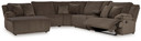 Top Tier - Chocolate - 6-Piece Reclining Sectional With Laf Press Back Chaise - Fabric