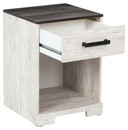 Shawburn - White / Black / Gray - One Drawer Night Stand - Open Cubby