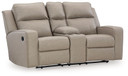 Lavenhorne - Pebble - Dbl Reclining Loveseat W/Console - Faux Leather