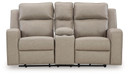 Lavenhorne - Pebble - Dbl Reclining Loveseat W/Console - Faux Leather