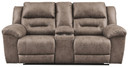 Stoneland - Fossil - Dbl Reclining Loveseat W/Console - Faux Leather