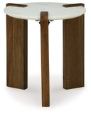 Isanti - White / Brown - Round End Table