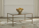 Cloverty - Aged Gold Finish - Rectangular Cocktail Table