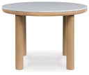 Sawdyn - White / Light Brown - 5 Pc. - Round Dining Room Table, 4 Side Chairs
