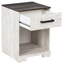 Shawburn - Whitewash / Charcoal Gray - One Drawer Night Stand