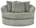 Lindyn - Fog - Oversized Swivel Accent Chair - Fabric