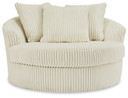 Lindyn - Ivory - Oversized Swivel Accent Chair - Fabric