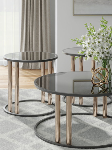 Hannerly - Black / Gold Finish - Occasional Table Set (Set of 3)