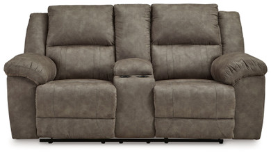 Laresview - Fossil - Dbl Reclining Loveseat With Console - Faux Leather