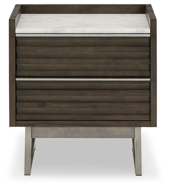 Arkenton - Grayish Brown / White - Two Drawer Night Stand