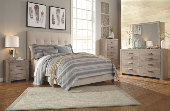 Culverbach - Gray - 5 Pc. - Dresser, Mirror, Queen Upholstered Bed, 2 Nightstands Culverbach - Gray - 5 Pc. - Dresser, Mirror, Queen Upholstered Bed, 2 Nightstands