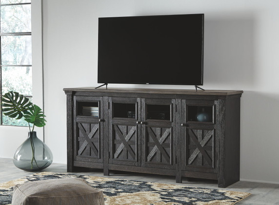 Tyler Creek - Black / Gray - Extra Large TV Stand