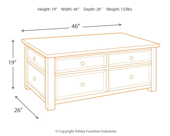 Tyler Creek - Grayish Brown / Black - Lift Top Cocktail Table