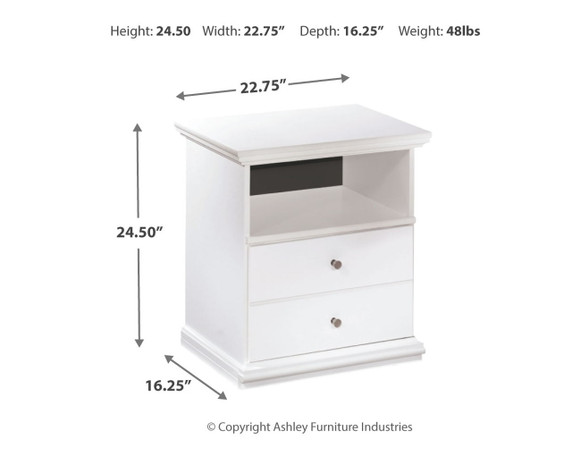 Bostwick Shoals - White - One Drawer Night Stand