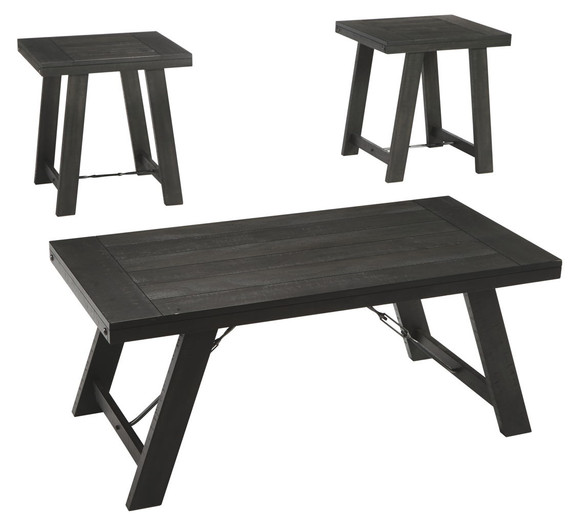 Noorbrook - Black / Pewter - Occasional Table Set (Set of 3) Noorbrook - Black / Pewter - Occasional Table Set (Set of 3)