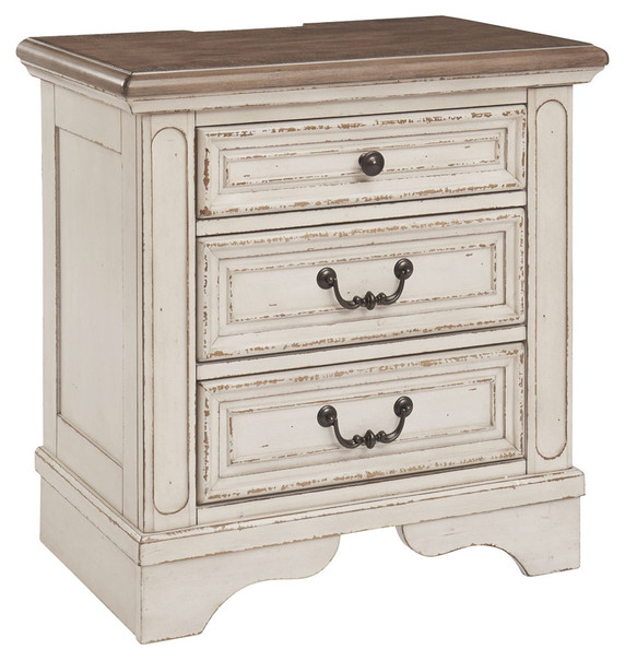 Realyn - White / Brown / Beige - Three Drawer Night Stand Realyn - White / Brown / Beige - Three Drawer Night Stand
