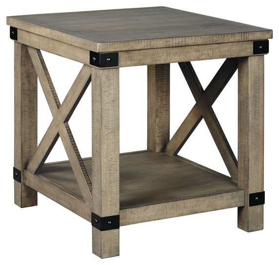 Aldwin - Gray - Rectangular End Table - Crossbuck Styling Aldwin - Gray - Rectangular End Table - Crossbuck Styling