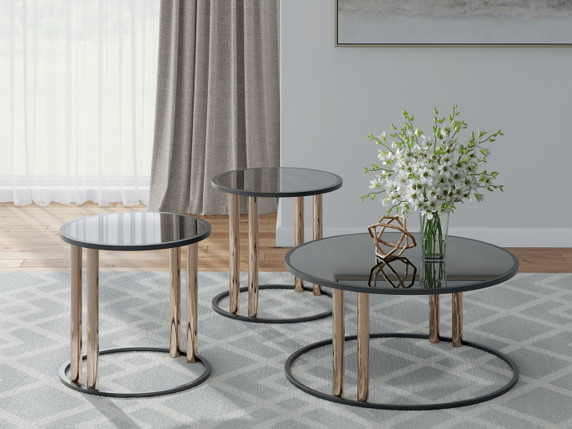 Hannerly - Black / Gold Finish - Occasional Table Set (Set of 3) Hannerly - Black / Gold Finish - Occasional Table Set (Set of 3)