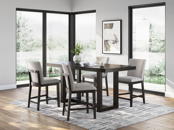 Neymorton - Dark Grayish Brown - 5 Pc. - Rectangular Dining Room Counter Table, 4 Barstools Neymorton - Dark Grayish Brown - 5 Pc. - Rectangular Dining Room Counter Table, 4 Barstools
