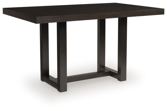 Neymorton - Dark Grayish Brown - 5 Pc. - Rectangular Dining Room Counter Table, 4 Barstools
