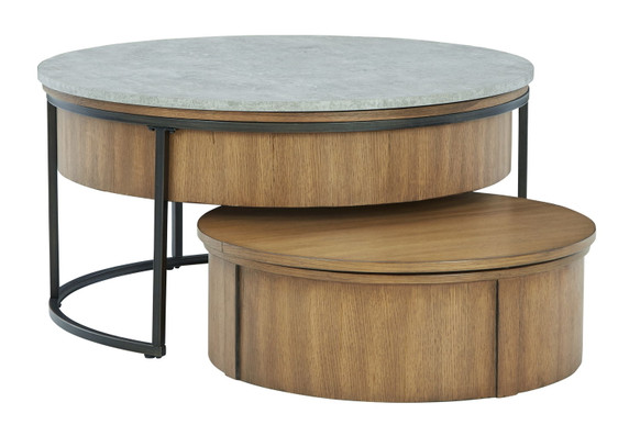 Fridley - Gray / Brown / Black - Nesting Cocktail Tables (Set of 2) Fridley - Gray / Brown / Black - Nesting Cocktail Tables (Set of 2)