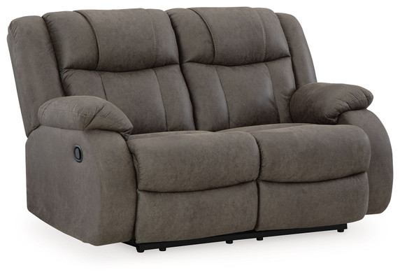 First Base - Gunmetal - Reclining Loveseat - Faux Leather First Base - Gunmetal - Reclining Loveseat - Faux Leather