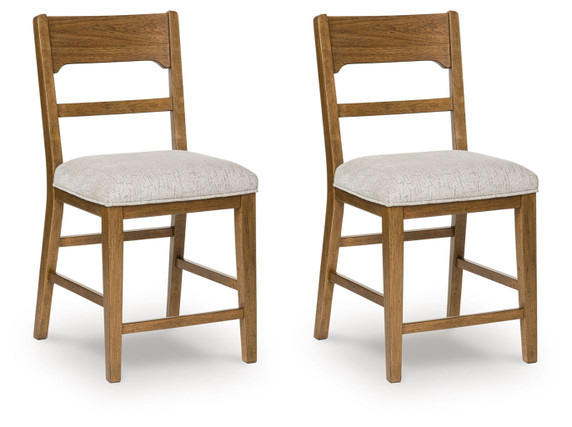 Cabalynn - Oatmeal / Light Brown - Upholstered Barstool (Set of 2) Cabalynn - Oatmeal / Light Brown - Upholstered Barstool (Set of 2)