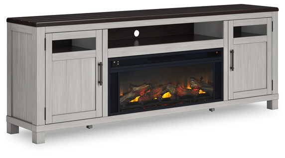 Darborn - Gray / Brown - 88" TV Stand With Electric Infrared Fireplace Insert Darborn - Gray / Brown - 88" TV Stand With Electric Infrared Fireplace Insert
