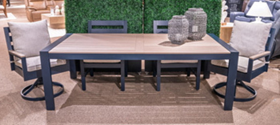 East Beach - Blue - Rectangular Dining Table With Umbrella Option East Beach - Blue - Rectangular Dining Table With Umbrella Option