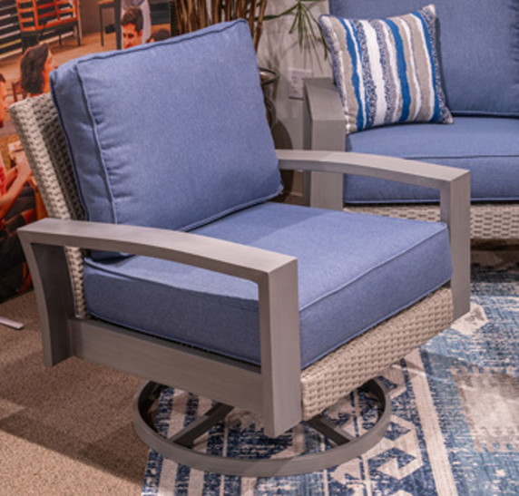 Half Moon Beach - Blue / Gray - Swivel Lounge With Cushion Half Moon Beach - Blue / Gray - Swivel Lounge With Cushion
