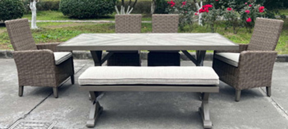 Laguna Heights - Beige - Rectangular Dining Table With Umbrella Option Laguna Heights - Beige - Rectangular Dining Table With Umbrella Option